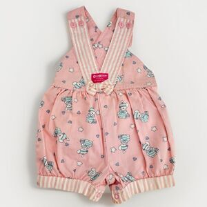VINTAGE Osh Kosh Overalls Girls 3T Pink Bunny Rabbit Easter Print USA